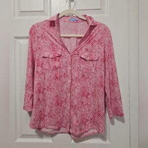 J. Mclaughlin Pink Printed Button Up Shirt S